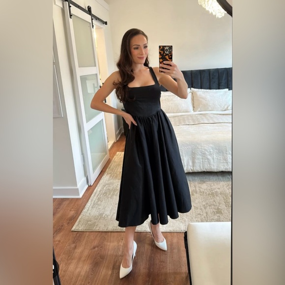 WAYF Lace Trim Stretch Cotton Midi Dress - Picture 4 of 12